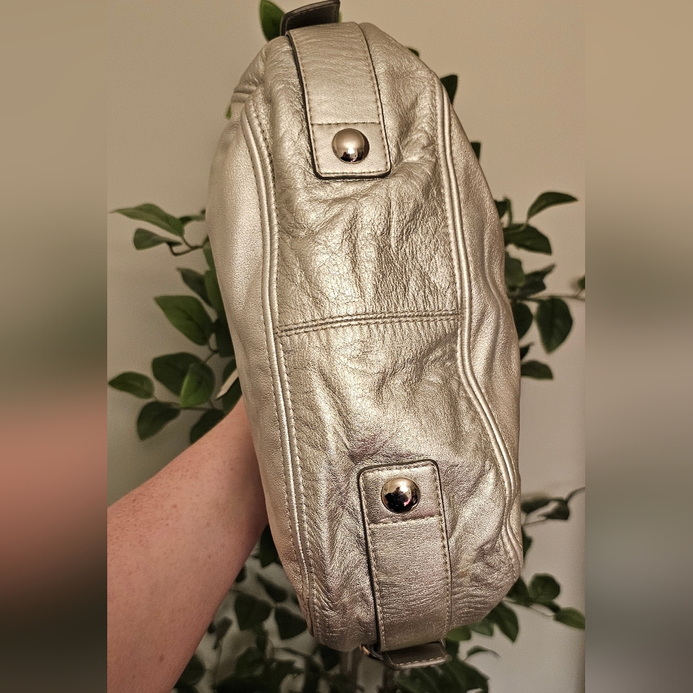 Coach Zoe Large Silver Metallic Shoulder Bag - Picture 5 of 8